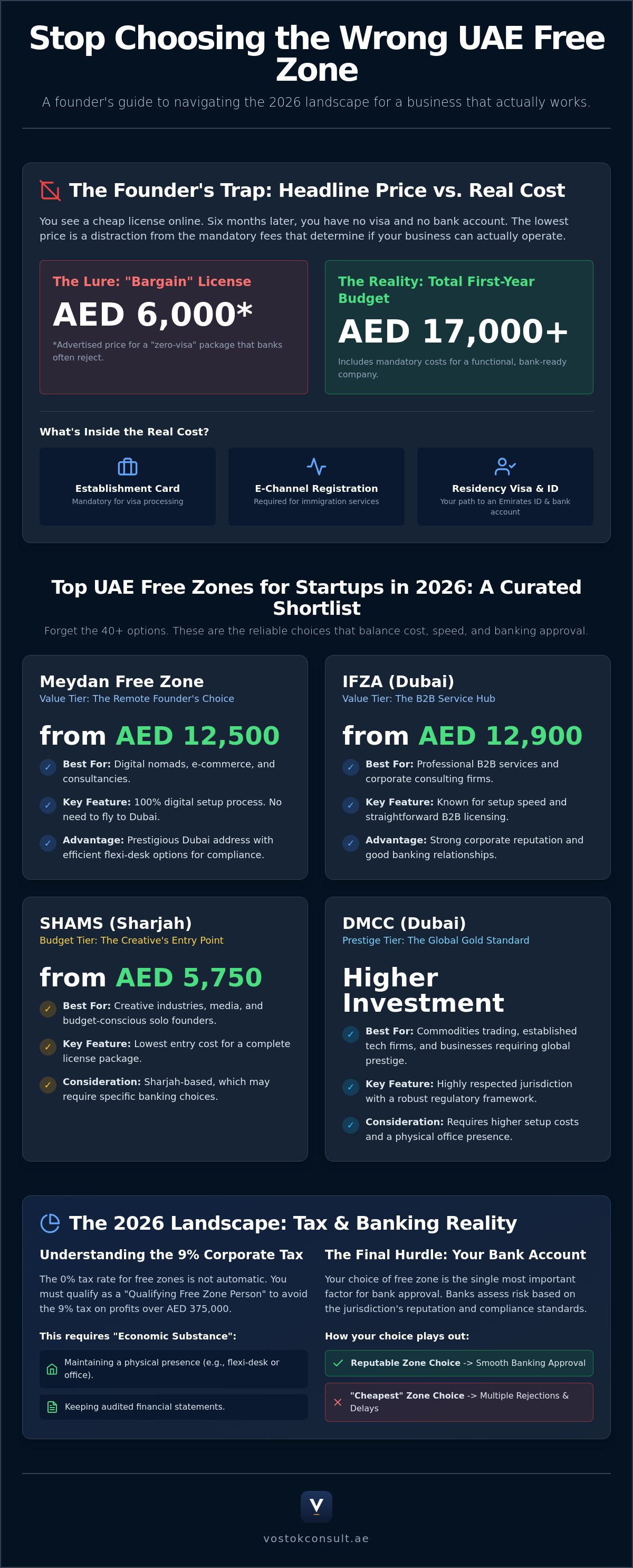 Best Free Zone in UAE for Startups: A 2026 Advisor’s Guide infographic